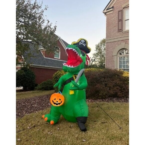 7 FT Halloween Inflatables Dinosaur Outdoor Decorations Blow Up Yard Pirate - Picture 2 of 2